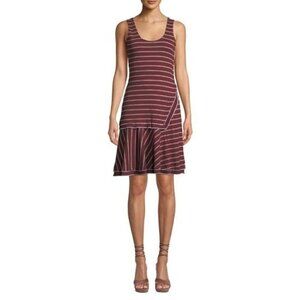Derek Lam 10 Crosby Layered Scoop Neck Striped Red Tank Dress 6
